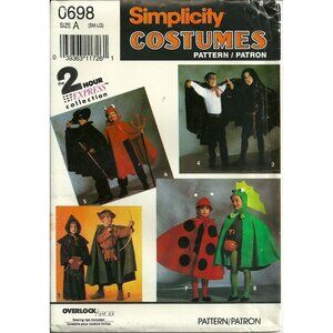 Simplicity 0698 7470 Child Size 3-8 Cape Costume Pattern Dracula, Elvira Uncut